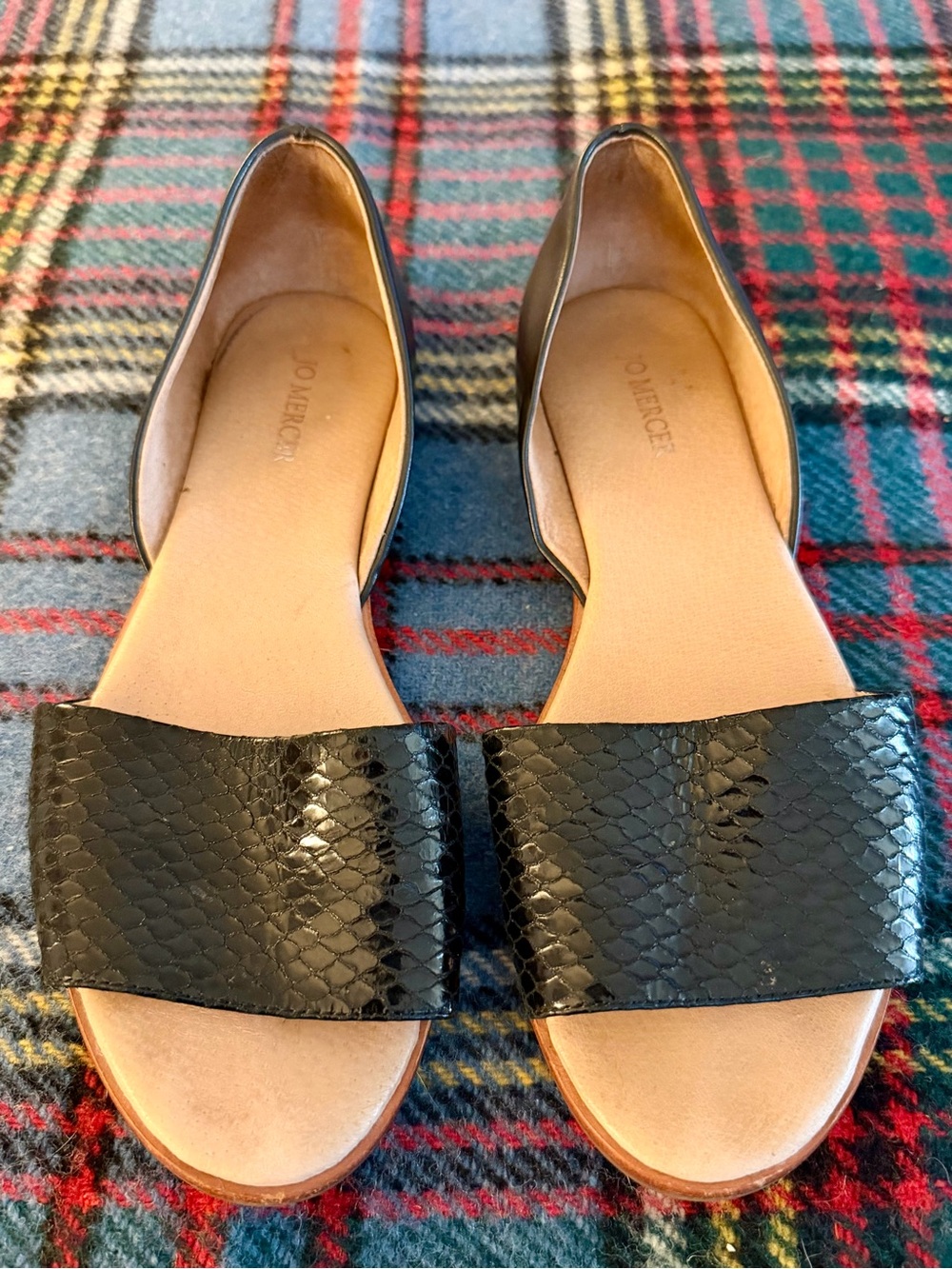 Size EU 38 Jo Mercer Black & Tan d’Orsay Open Toe Sandals